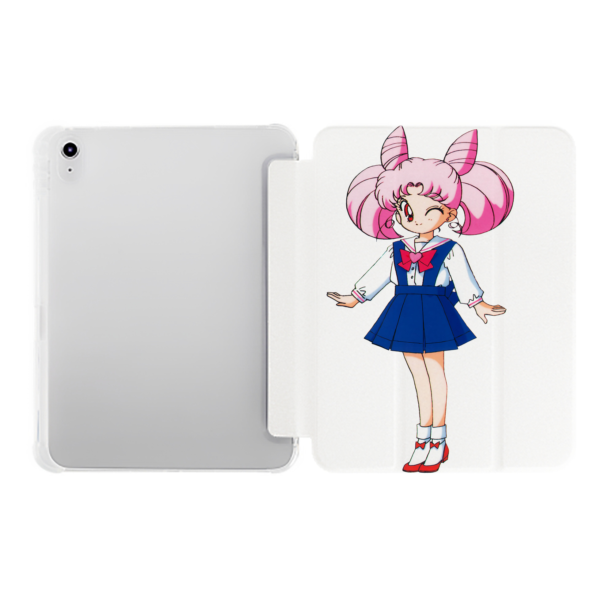 （画像用） 美少女戦士セーラームーン ちびうさ Sailor Moon Chibiusa Tsukino Usagi Small Lady Serenity IPad ケース ペン収納付き 三つ折りスタンド PUレザー×シリコン 対応機種9.5/10.5/10.9インチ